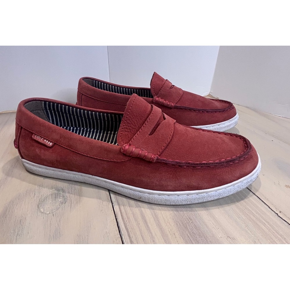 Cole Haan Nantucket Penny Loafer Mens 9.5M Red Suede Slip On Shoes C27523‎